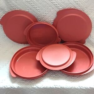 Vintage Tupperware Set 3 Dusty Rose dish with lids
